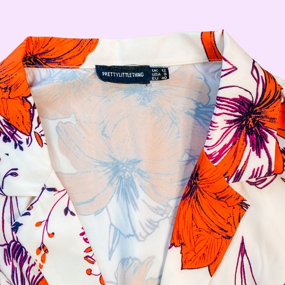 Pretty Little Thing - Orange and Purple Floral Print Dress - Size 8 - Picture 2 of 4